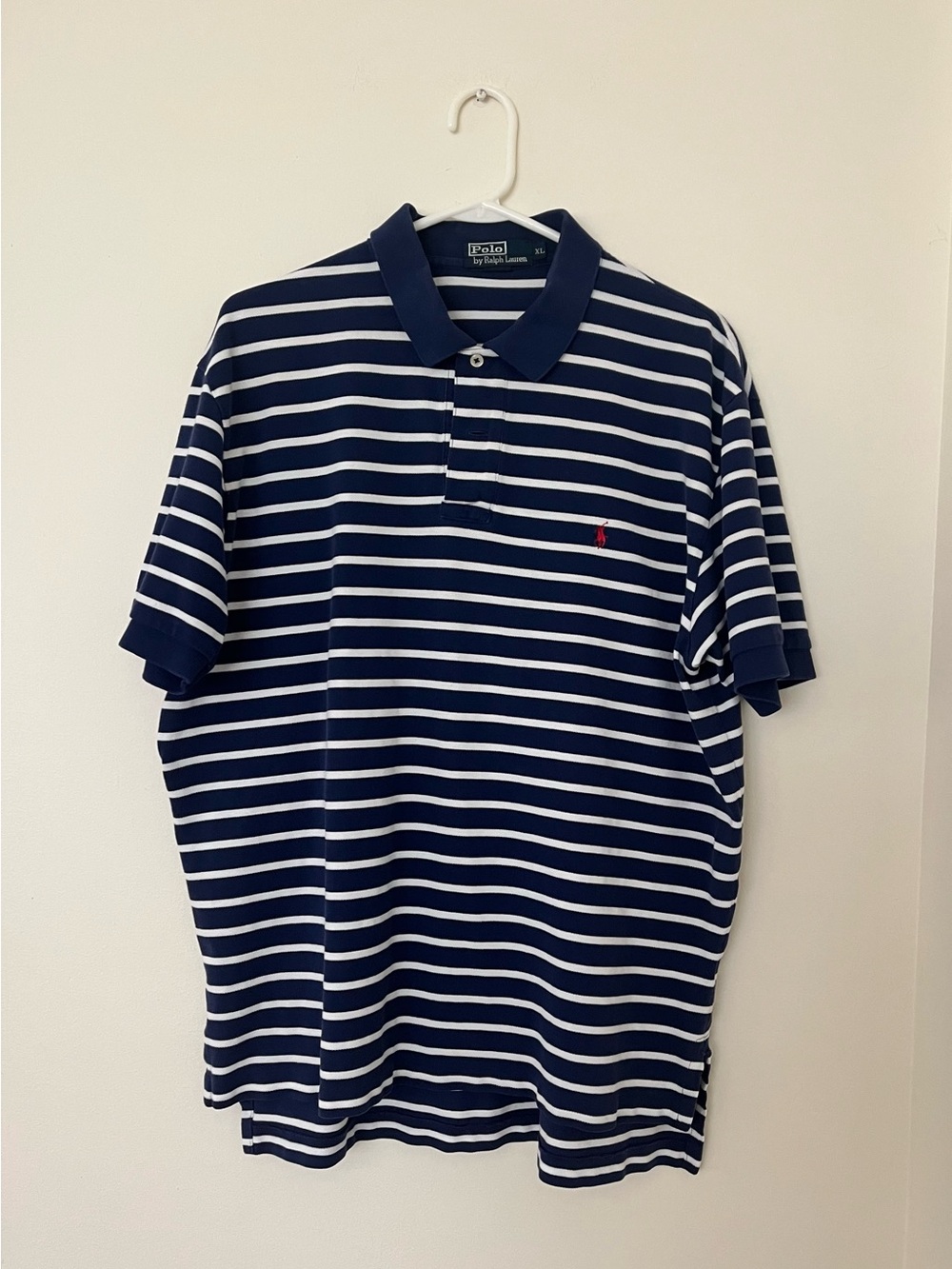 *New Listing * Ralph Lauren Navy & White Striped Polo short sleeve.